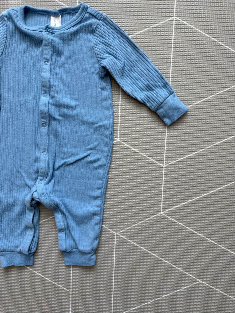 Modern moments|Baby boy Blue Ribbed Snap-Front long sleeve footless pajamas•••